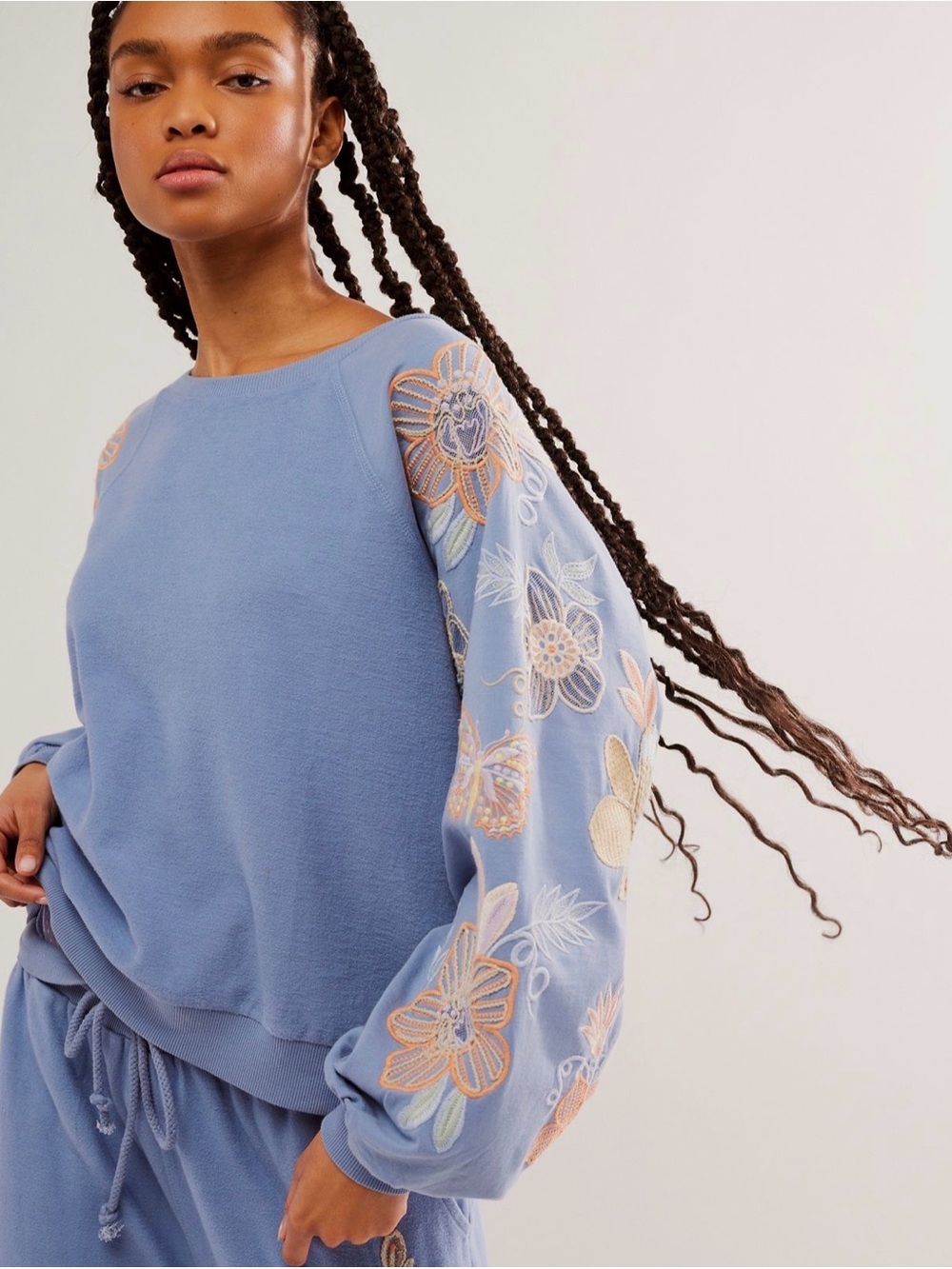 Free People In Bloom Pullover in Blue
